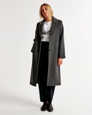 Abercrombie & Fitch + Wool-Blend Tailored Topcoat