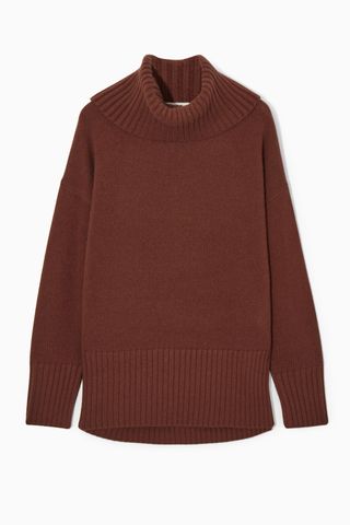 COS + Oversized Pure Cashmere Roll-Neck Jumper