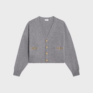 Celine + Cardigan with Gourmettes in Heritage Cashmere Grey