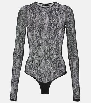 Mytheresa + Floral Lace Bodysuit in Black