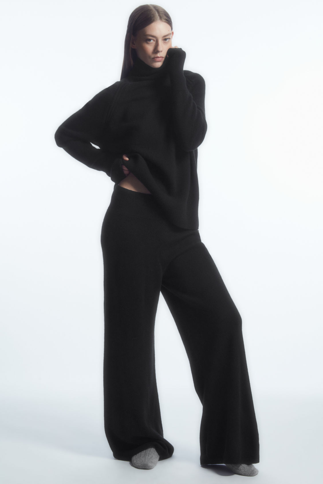 COS + Wide Leg Pure Cashmere Trousers