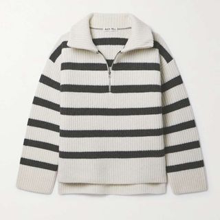 Alex Mill + Felix Striped Merino Wool Half-Zip Sweater