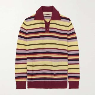 Lukhanyo Mdingi + Striped Wool and Silk-Blend Polo Sweater
