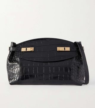 Ferragamo + Hug Large Croc-Effect Leather Shoulder Bag