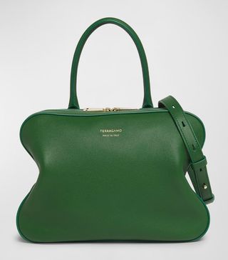 Ferragamo + Star Triple Zip Leather Top-Handle Bag