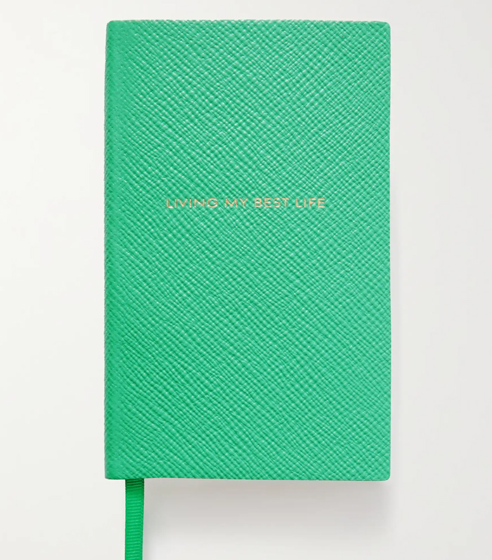 Smythson + Panama Living My Best Life Textured-Leather Notebook