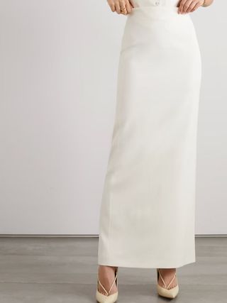 WARDROBE.NYC + Grain De Poudre Wool Maxi Skirt in Off-White