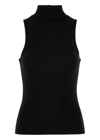 Frame + Roll-Neck Stretch-Jersey Top