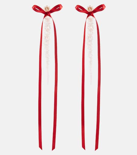Simone Rocha + Bow-Embellished Crystal Drop Earrings