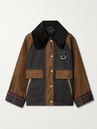 Barbour + Catton Spey Corduroy-Trimmed Checked Waxed-Cotton Jacket