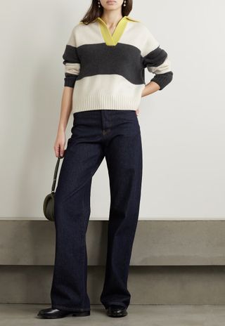 Arch4 + + NET SUSTAIN Elizabeth striped organic cashmere sweater