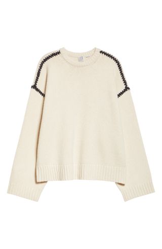 Toteme + Shell Stitch Trim Wool, Cashmere and Cotton Sweater