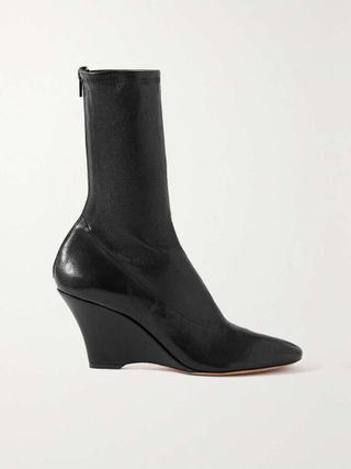 Khaite + Apollo Leather Wedge Ankle Boots