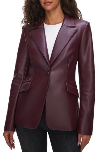 Good American + Sculpted Faux Leather Blazer