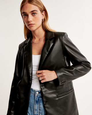Abercrombie and Fitch + Vegan Leather Blazer