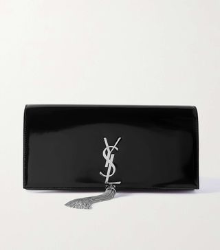 Saint Laurent + Kate Glossed-Leather Clutch