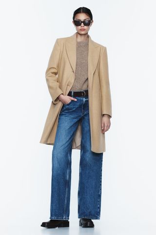 Zara + Soft Fitted Coat in Camel