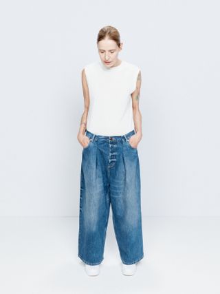 Raey + Extra Fold Organic-Cotton Blend Wide-Leg Jeans
