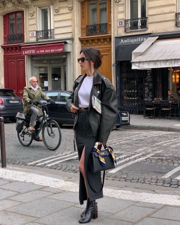 8 French Girl–Approved Black-Leather-Jacket Outfit Ideas | Who What Wear