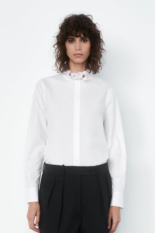 Zara + Ruffled Collar Shirt