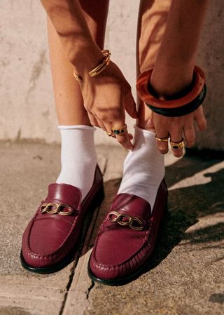Sézane + Vicky Loafers in Smooth Red