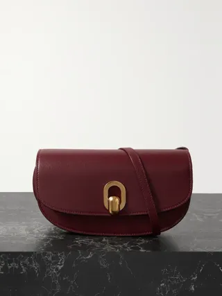 Savette + The Tondo Crescent Leather Shoulder Bag in Burgundy