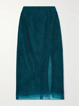 Jason Wu Collection + Lace and Silk-Organza Midi Skirt