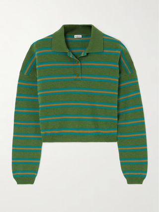 Loewe + Cropped Striped Wool Polo Shirt