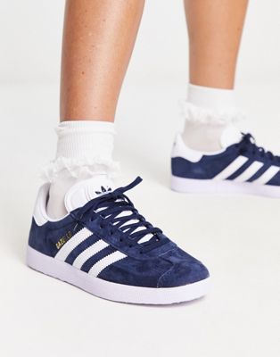 Adidas Originals + Gazelle Sneakers in Navy