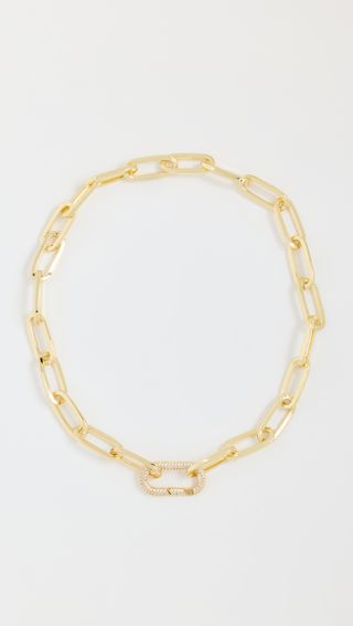 Jules Smith + Pave Link Flat Chain Statement Necklace