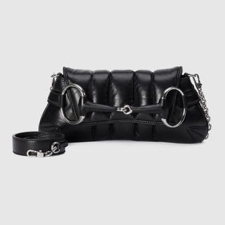 Gucci + Horsebit Chain Shoulder Bag in Black