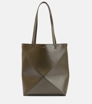 Loewe + Puzzle Fold Medium Leather Tote Bag in Green