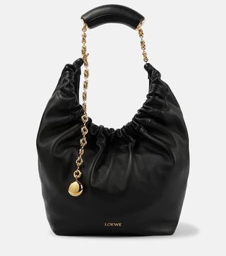Loewe + Squeeze Small Leather Shoulder Bag in Black
