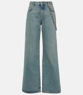 Loewe + High-Rise Chain-Detail Flared Jeans in Blue