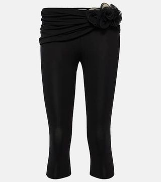 Magda Butrym + Floral-Appliqué Silk Biker Shorts in Black
