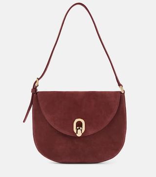 Savette + Tondo Small Suede Shoulder Bag in Red