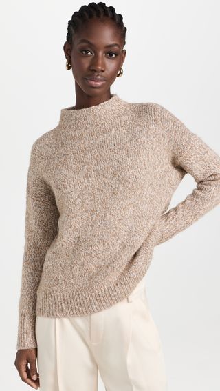 Vince + Multi Tweed Funnel Sweater