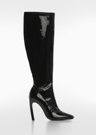 Mango + Patent Leather-Effect Heeled Boots