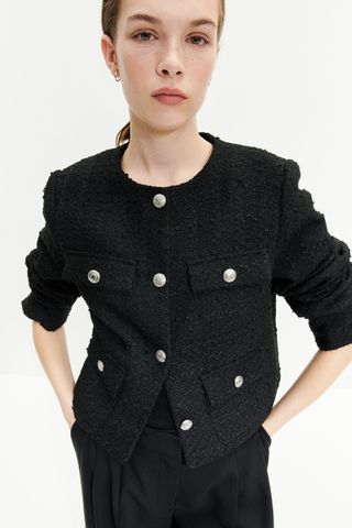 H&M + Textured Jacket in Black