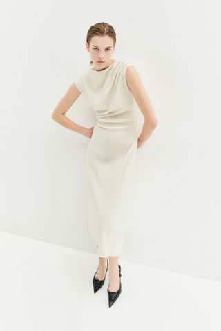 H&M + Draped Jersey Dress in Cream