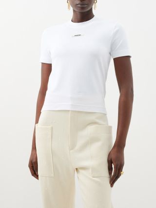 Jacquemus + Grosgrain Logo Patch Cotton-Blend T-Shirt