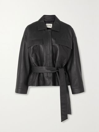 Tove + Rae Belted Leather Jacket