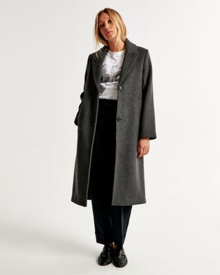 Abercrombie and Fitch + Wool-Blend Tailored Topcoat