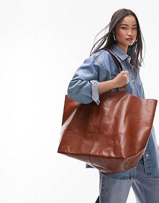 Topshop + Lucy Leather Oversized Tote Bag