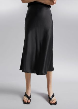 & Other Stories + A-Line Midi Skirt in Black