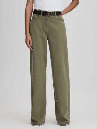 Reiss + Green Colorado Garment Dyed Wide Leg Jeans