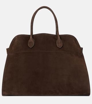 The Row + Soft Margaux 17 Suede Tote in Brown