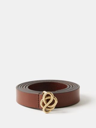 By Malene Birger + Ouma Twisted-Buckle Leather Belt