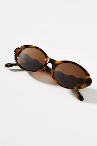 By Anthropologie + Wavy Arm Oval Sunglasses