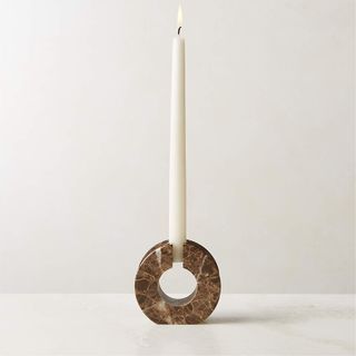 CB2 + Orla Brown Marble Taper Candle Holder